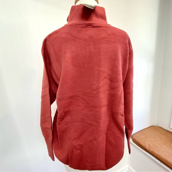 New DEEP SELF 1/4 Zip Pullover Stretch Sweater Stand Collar Ribbed Knit M V-Neck - Picture 8 of 9